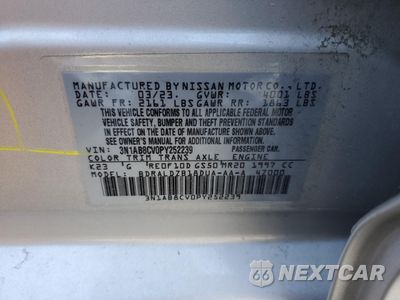 Zdjęcie 12 z 13 samochodu: 2023 NISSAN SENTRA SV VIN:3N1AB8CV0PY252239 - miniatura