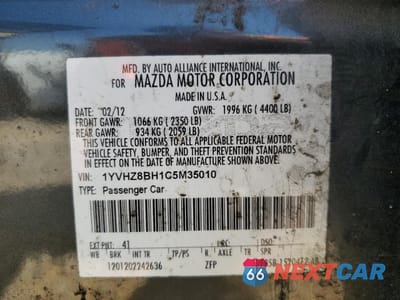 Zdjęcie 13 z 13 samochodu: 2012 MAZDA 6 I VIN:1YVHZ8BH1C5M35010 - miniatura
