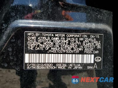 Zdjęcie 12 z 12 samochodu: 2015 LEXUS IS 350 VIN:JTHCE1D27F5009739 - miniatura
