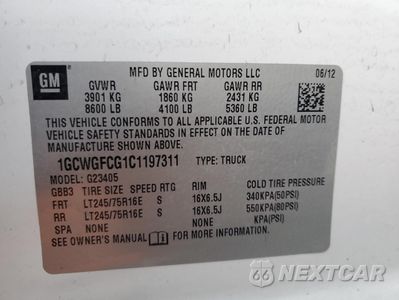 Zdjęcie 13 z 13 samochodu: 2012 CHEVROLET EXPRESS G2500 VIN:1GCWGFCG1C1197311 - miniatura