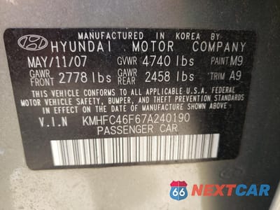 Zdjęcie 12 z 12 samochodu: 2007 HYUNDAI AZERA SE VIN:KMHFC46F67A290190 - miniatura