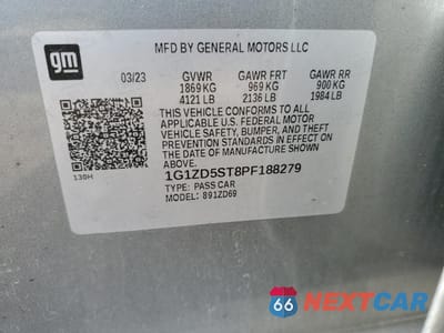 Zdjęcie 12 z 13 samochodu: 2023 CHEVROLET MALIBU LT VIN:1G1ZD5ST8PF188279 - miniatura
