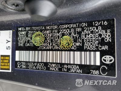 Zdjęcie 12 z 13 samochodu: 2017 TOYOTA PRIUS VIN:JTDKARFU9H3533740 - miniatura