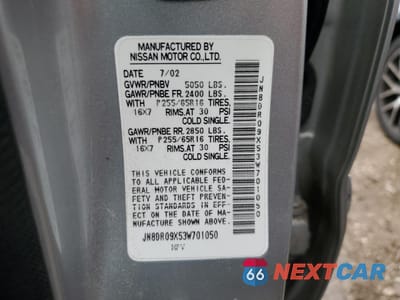 Zdjęcie 12 z 12 samochodu: 2003 NISSAN PATHFINDER LE VIN:JN8DR09X53W701050 - miniatura