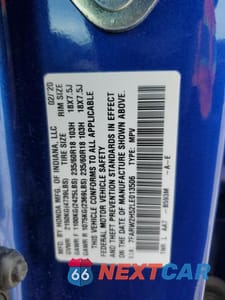Zdjęcie 13 z 13 samochodu: 2020 HONDA CR-V EX VIN:7FARW2H52LE013506 - miniatura