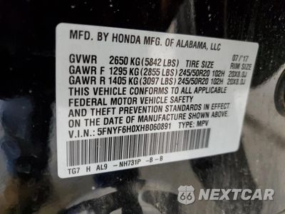 Zdjęcie 13 z 14 samochodu: 2017 HONDA PILOT ELITE VIN:5FNYF6H0XHB060891 - miniatura