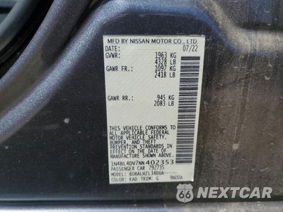 Zdjęcie 13 z 13 samochodu: 2022 NISSAN ALTIMA SV VIN:1N4BL4DV7NN402353 - miniatura