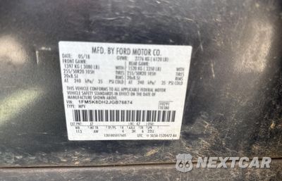 Zdjęcie 10 z 11 samochodu: 2018 FORD EXPLORER XLT VIN:1FM5K8DH2JGB76874 - miniatura