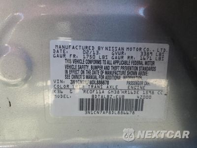 Zdjęcie 12 z 12 samochodu: 2013 NISSAN VERSA S VIN:3N1CN7AP8DL886678 - miniatura