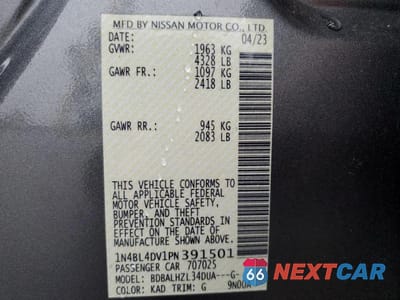 Zdjęcie 12 z 12 samochodu: 2023 NISSAN ALTIMA SV VIN:1N4BL4DV1PN391501 - miniatura