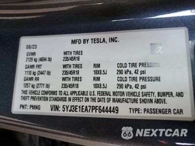 Zdjęcie 23 z 24 samochodu: 2023 TESLA MODEL 3 VIN:5YJ3E1EA7PF644449 - miniatura