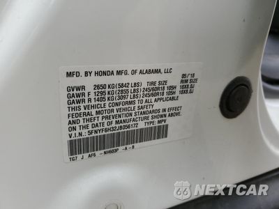 Zdjęcie 13 z 16 samochodu: 2018 HONDA PILOT EX VIN:5FNYF6H32JB056172 - miniatura