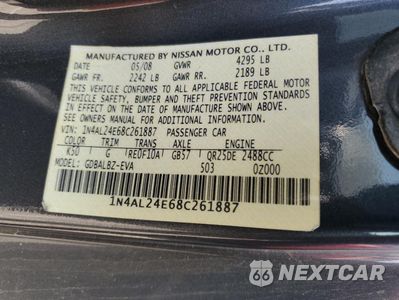 Zdjęcie 12 z 12 samochodu: 2008 NISSAN ALTIMA 2.5S VIN:1N4AL24E68C261887 - miniatura
