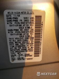 Zdjęcie 12 z 12 samochodu: 2007 NISSAN MURANO SL VIN:JN8AZ08W07W618983 - miniatura