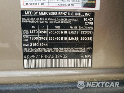 Zdjęcie 14 z 14 samochodu: 2008 MERCEDES-BENZ GL 450 4MATIC VIN:4JGBF71E38A332932 - miniatura