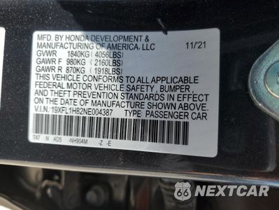 Zdjęcie 13 z 14 samochodu: 2022 HONDA CIVIC SPORT TOURING VIN:19XFL1H82NE004387 - miniatura