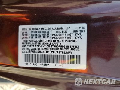 Zdjęcie 15 z 15 samochodu: 2014 HONDA ODYSSEY EX VIN:5FNRL5H41EB132809 - miniatura