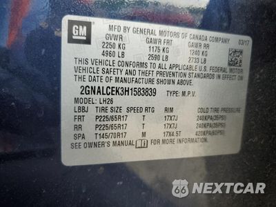 Zdjęcie 13 z 13 samochodu: 2017 CHEVROLET EQUINOX LT VIN:2GNALCEK3H1583839 - miniatura