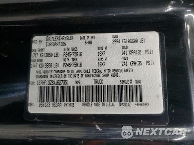 Zdjęcie 14 z 14 samochodu: 1999 DODGE RAM 1500 VIN:1B7HF13Z9XJ627351 - miniatura