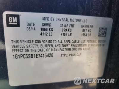 Zdjęcie 13 z 13 samochodu: 2014 CHEVROLET CRUZE LT VIN:1G1PC5SB1E7415420 - miniatura