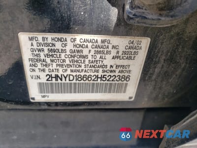 Zdjęcie 15 z 15 samochodu: 2002 ACURA MDX TOURING VIN:2HNYD18662H522386 - miniatura