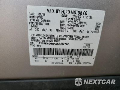 Zdjęcie 14 z 16 samochodu: 2016 FORD EXPLORER XLT VIN:1FM5K8DH9GGC97765 - miniatura