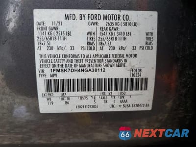 Zdjęcie 14 z 14 samochodu: 2022 FORD EXPLORER XLT VIN:1FMSK7DH4NGA38112 - miniatura