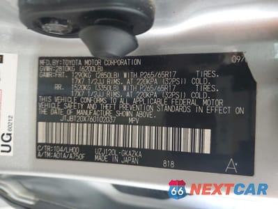Zdjęcie 13 z 13 samochodu: 2006 LEXUS GX 470 VIN:JTJBT20X760102037 - miniatura