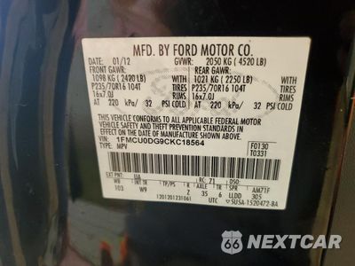Zdjęcie 15 z 15 samochodu: 2012 FORD ESCAPE XLT VIN:1FMCU0DG9CKC18564 - miniatura