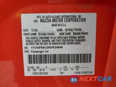 Zdjęcie 13 z 13 samochodu: 2006 MAZDA 6 I VIN:1YVHP84C065M24849 - miniatura