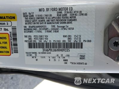 Zdjęcie 12 z 14 samochodu: 2017 FORD FUSION SE HYBRID VIN:3FA6P0LU6HR409335 - miniatura