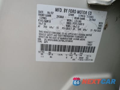 Zdjęcie 15 z 15 samochodu: 2007 LINCOLN MKX VIN:2LMDU88C07BJ31800 - miniatura