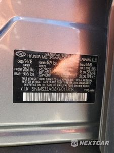 Zdjęcie 16 z 16 samochodu: 2019 HYUNDAI SANTA FE SE VIN:5NMS23AD8KH043803 - miniatura