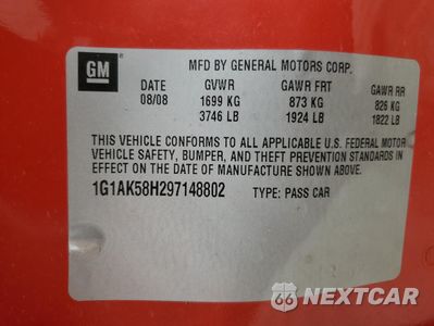 Zdjęcie 13 z 13 samochodu: 2009 CHEVROLET COBALT LS VIN:1G1AK58H297148802 - miniatura