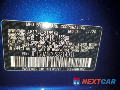 Zdjęcie 13 z 13 samochodu: 2025 SUBARU IMPREZA VIN:JF1GUABC5S8214931 - miniatura