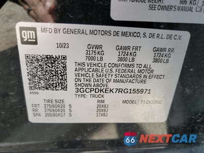 Zdjęcie 12 z 12 samochodu: 2024 CHEVROLET SILVERADO K1500 LT-L VIN:3GCPDKEK7RG155971 - miniatura