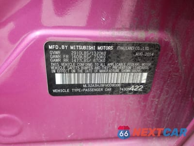 Zdjęcie 12 z 12 samochodu: 2015 MITSUBISHI MIRAGE DE VIN:ML32A3HJ9FH009006 - miniatura