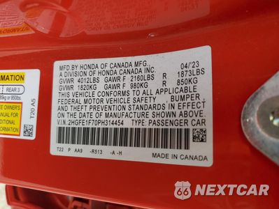 Zdjęcie 13 z 13 samochodu: 2023 HONDA CIVIC EX VIN:2HGFE1F70PH314454 - miniatura