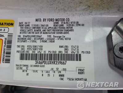 Zdjęcie 12 z 12 samochodu: 2017 FORD FUSION SE HYBRID VIN:3FA6P0LUXHR359667 - miniatura