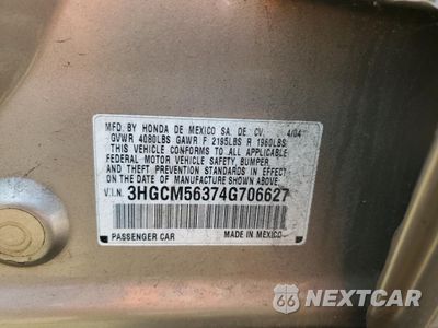 Zdjęcie 12 z 14 samochodu: 2004 HONDA ACCORD LX VIN:3HGCM56374G706627 - miniatura