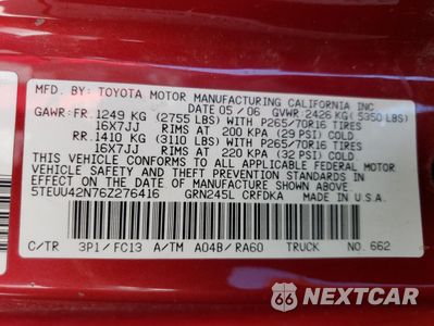 Zdjęcie 13 z 13 samochodu: 2006 TOYOTA TACOMA ACCESS CAB VIN:5TEUU42N76Z276416 - miniatura