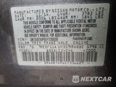 Zdjęcie 13 z 13 samochodu: 2014 NISSAN SENTRA S VIN:3N1AB7AP6EY336609 - miniatura