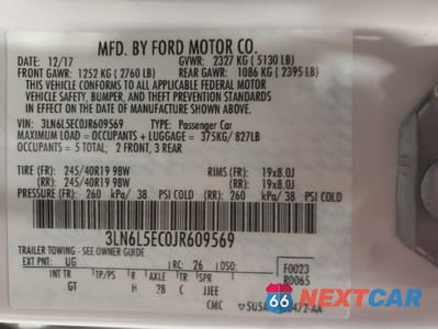 Zdjęcie 14 z 15 samochodu: 2018 LINCOLN MKZ RESERVE VIN:3LN6L5EC0JR609569 - miniatura