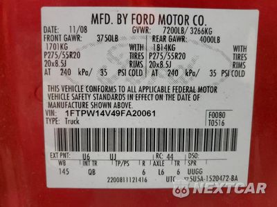 Zdjęcie 12 z 12 samochodu: 2009 FORD F150 SUPERCREW VIN:1FTPW14V49FA20061 - miniatura