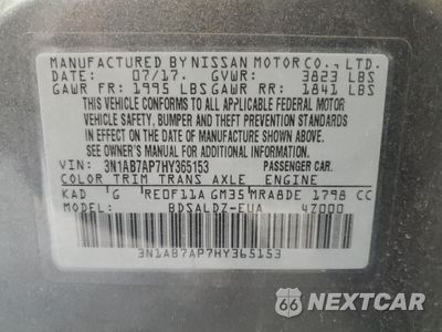 Zdjęcie 13 z 14 samochodu: 2017 NISSAN SENTRA S VIN:3N1AB7AP7HY365153 - miniatura