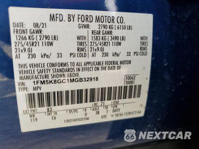Zdjęcie 13 z 13 samochodu: 2021 FORD EXPLORER ST VIN:1FM5K8GC1MGB32918 - miniatura