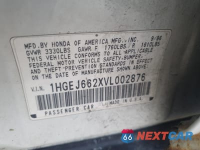 Zdjęcie 13 z 13 samochodu: 1997 HONDA CIVIC DX VIN:1HGEJ662XVL002876 - miniatura