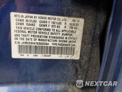 Zdjęcie 15 z 15 samochodu: 2010 HONDA FIT SPORT VIN:JHMGE8H47AS023284 - miniatura