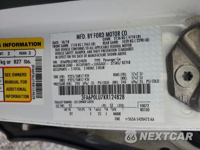 Zdjęcie 12 z 12 samochodu: 2019 FORD FUSION SE VIN:3FA6P0LU7KR124828 - miniatura