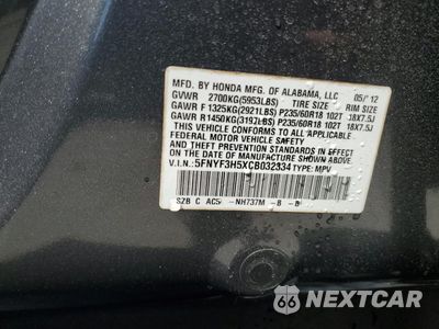 Zdjęcie 13 z 15 samochodu: 2012 HONDA PILOT EXL VIN:5FNYF3H5XCB032334 - miniatura